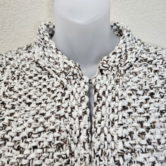 VTG J.Crew Womans Handknit Lambs Wool Cardigan Sweater Marble Brown Fisherman XS - Picture 5 of 16